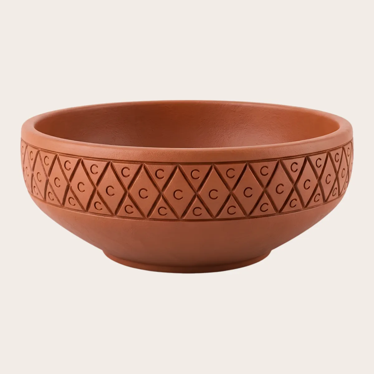 Carved Clay Serving Bowl