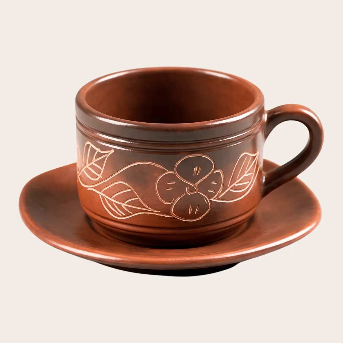 Floral Engraved Cup & Saucer
