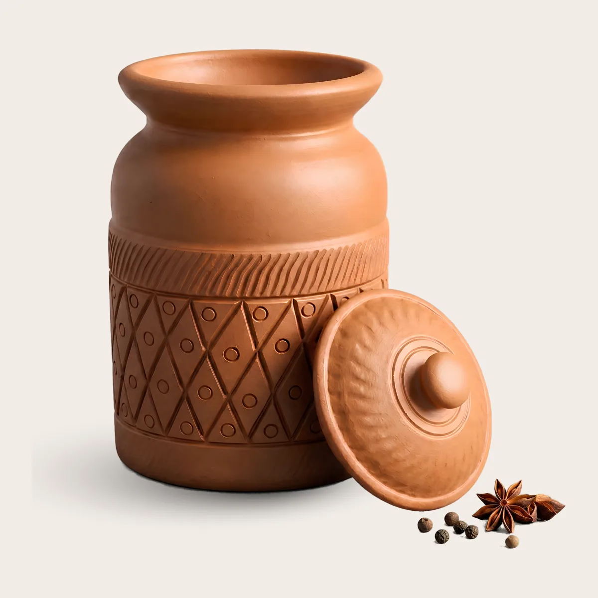 Lidded Clay Spice Jar