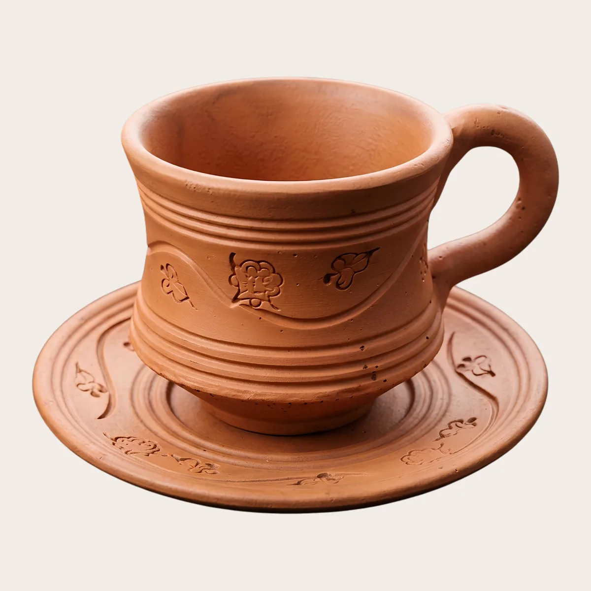 Rose-Pattern Cup & Saucer