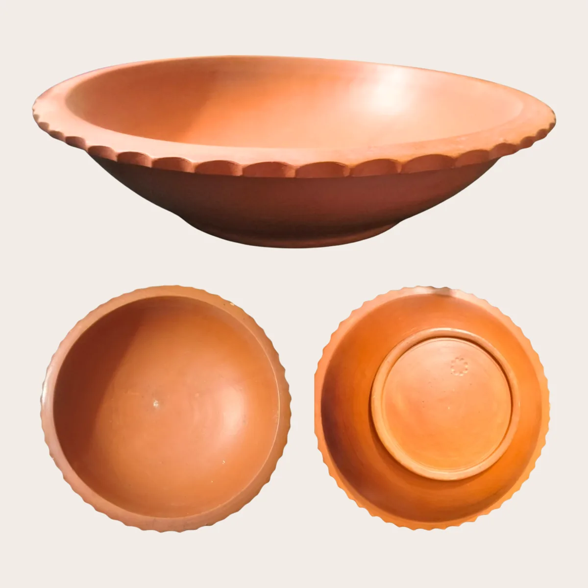 Scalloped Clay Bowl Set