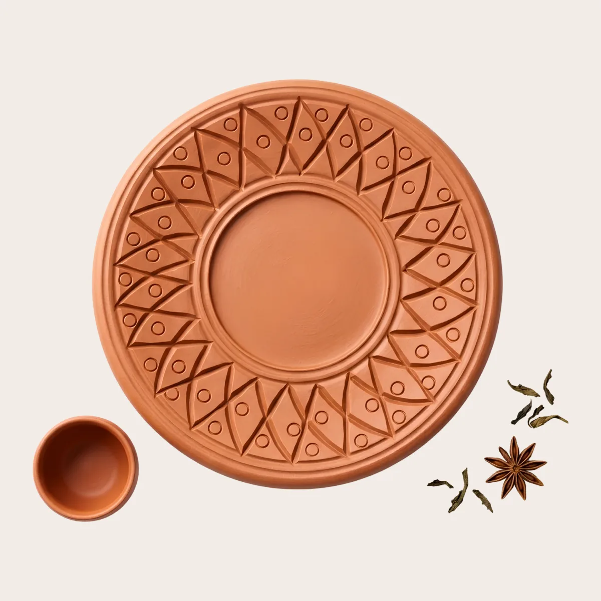Sunburst Carved Tea Plate